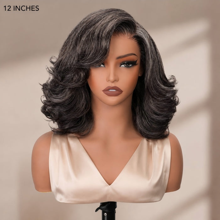 Salt and Pepper Wigs Short Human Hair Lace Front Wigs For Women