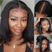 Flash Sale Put On & Go Glueless Wig Straight Or Yaki Pre Cut HD Lace Front Human Hair Wigs 180%