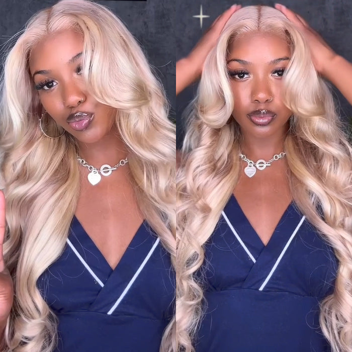 Cynosure Curtain Bangs Glueless Ash Blonde Highlights Wig #18613 Human Hair Wigs With Dark Roots 14 Inch To 28 Inch