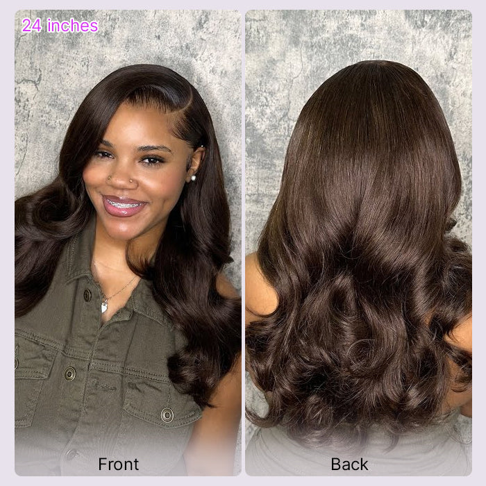 Chocolate Brown Colored 13x4 HD Lace Front Body Wave Wigs With Pre-plucked Hairline Human Hair Wigs