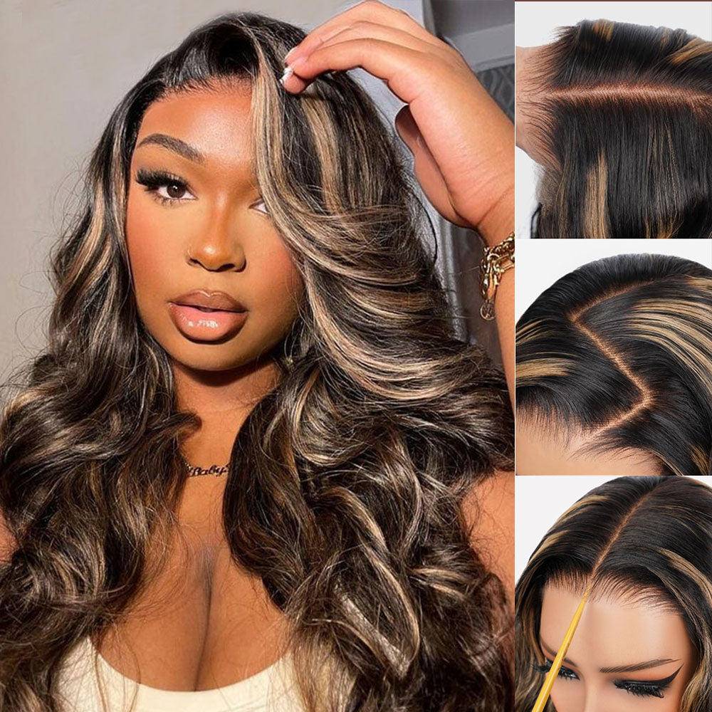 1B/27 Highlight Undetectable HD Lace Wig 13x4 Lace Front Wig Pre Plucked With Baby Hair Body Wave & Straight Humam Hair Wig