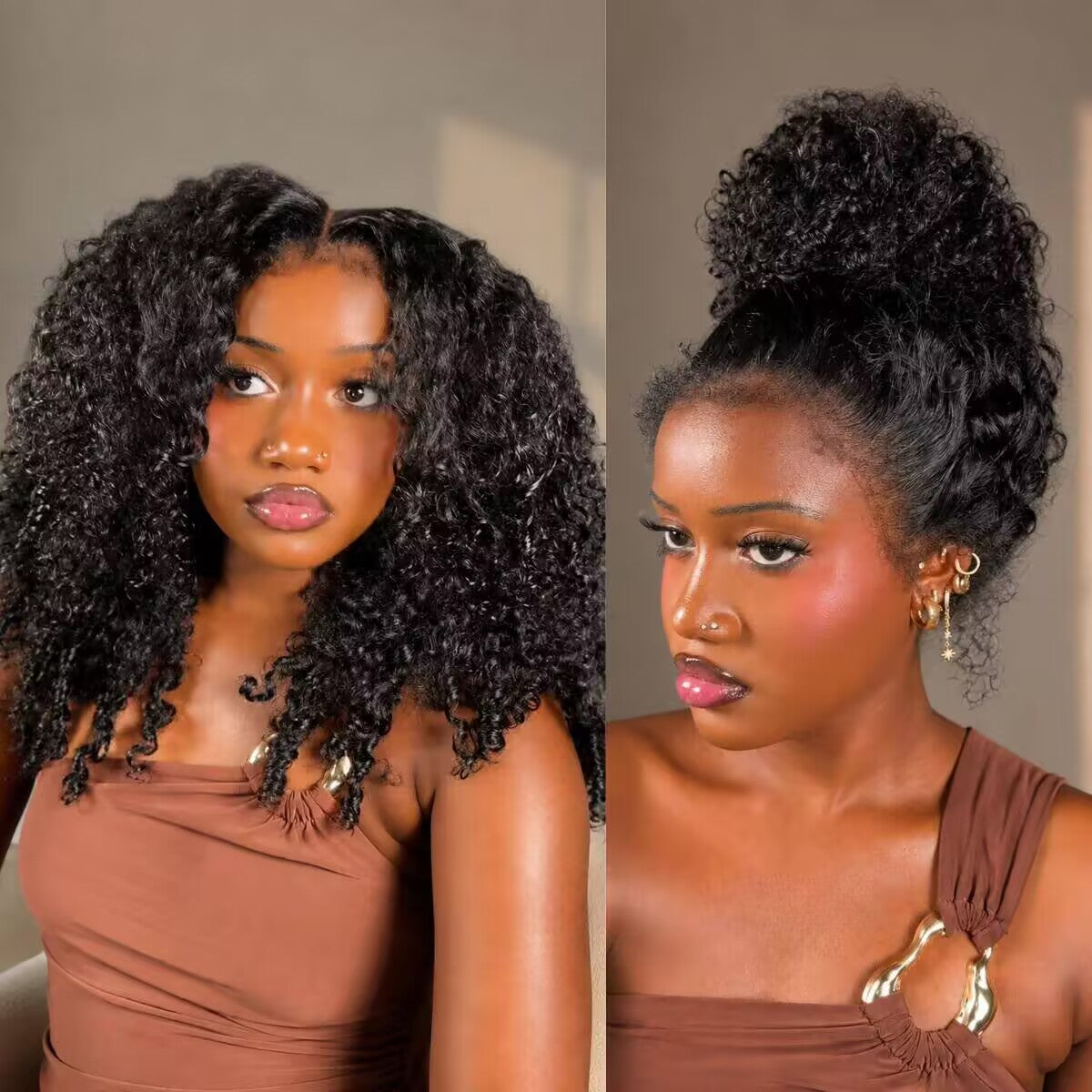 4C Curly Edges Lace Frontal Wig Invisible HD Lace Curly Human Hair Wig With Natural Baby Hairline 220%