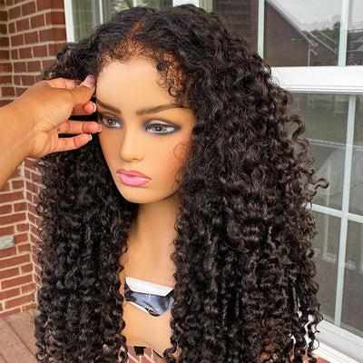 4C Curly Edges Lace Frontal Wig Invisible HD Lace Curly Human Hair Wig With Natural Baby Hairline 220%