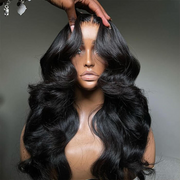 Glueless Curtain Bangs Pre Cut 5x5 8X5 HD Lace Wig Butterfly Cut Body Wave Human Hair Wig 180%