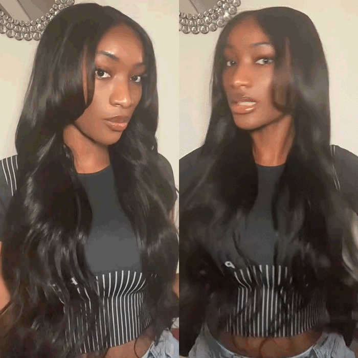 Curtain Bangs Max Parting 8X5 Pre Cut HD Lace Closure Wig Butterfly Layered Cut Straight Wear & Go Glueless Human Hair Wigs