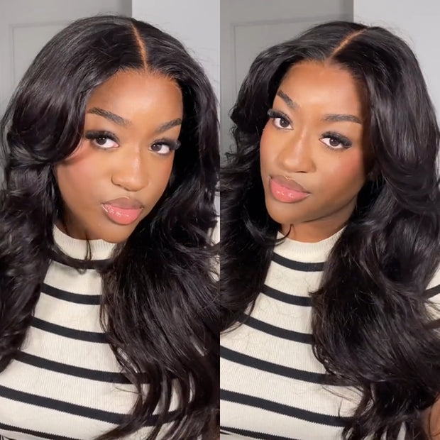 2 Wigs=$159|18 Inche 5X5 Pre Cut Lace Body Wave Wig With Curtain Bangs+16 Inches 5X5 Pre Cut Lace Highlight Curly Wig