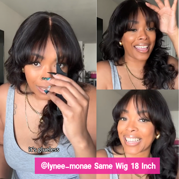 2 Wigs=$159|18 Inche 5X5 Pre Cut Lace Body Wave Wig With Curtain Bangs+16 Inches 5X5 Pre Cut Lace Highlight Curly Wig
