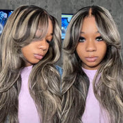 Glueless Curtain Bangs Body Wave Pre Cut HD Lace Wig Butterfly Hair Cut Highlight Honey Blonde Wig