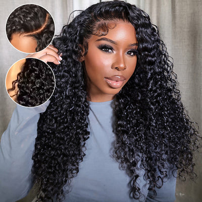 Pre All Everything Pre Bleached  Pre Cut With Magic Tape HD Lace Curly Glueless Human Hair Wigs