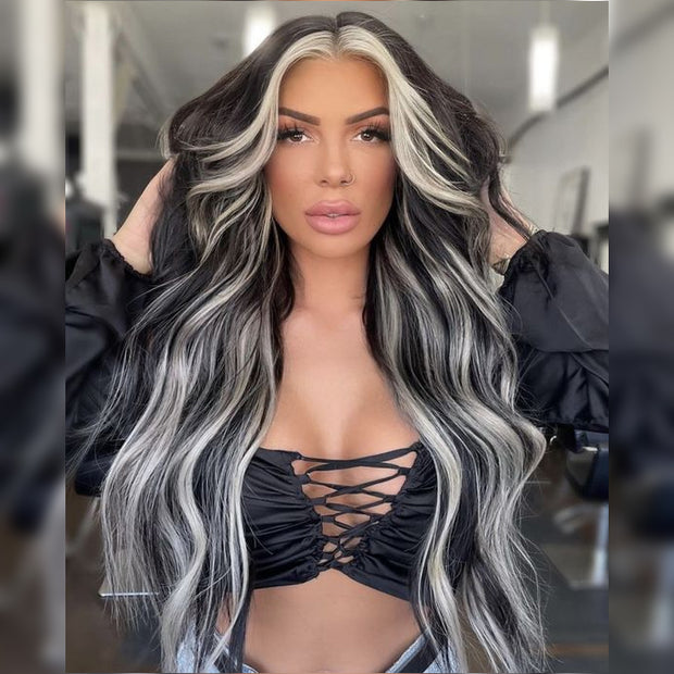 Ombre Balayage Wig With Blonde Streaks In Front Body Wave/Straight 13x6 HD Lace Front Human Hair Wigs