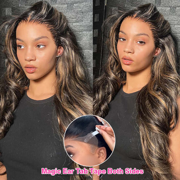 Pre All Everything | Highlights 3D Body Wave Tiny Knots Pre Bleached Wear Go Upgraded 13X6 HD Lace Glueless Wig Special Sale