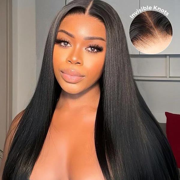 Pre-All 13X6 Glueless Pre Cut Pre Bleached,Pre Plucked Straight Wigs Invisible HD Lace Front Human Hair Wigs