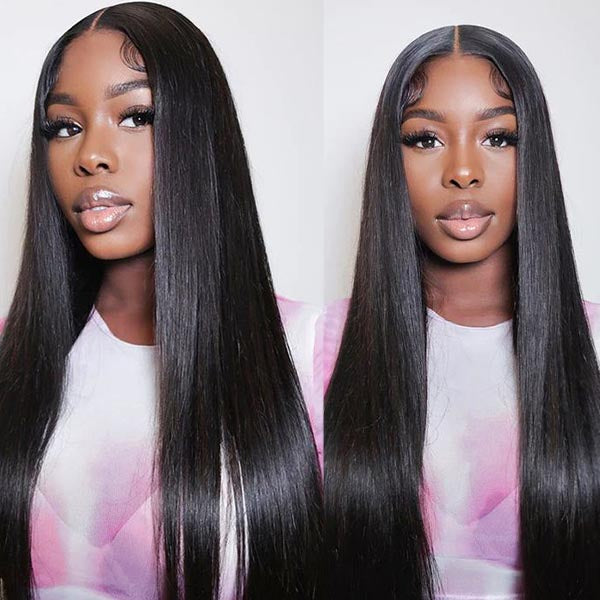 Pre-All 13X6 Glueless Pre Cut Pre Bleached,Pre Plucked Straight Wigs Invisible HD Lace Front Human Hair Wigs