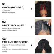 Glueless 0 Skill Needed V Part Wig Beginner Friendly Natural Scalp Deep Curly Human Hair Without Leave Out