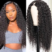 Glueless 0 Skill Needed V Part Wig Beginner Friendly Natural Scalp Deep Curly Human Hair Without Leave Out
