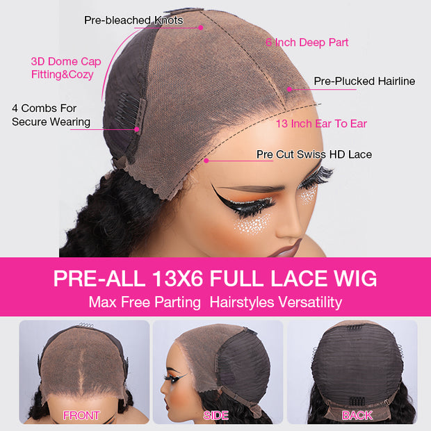 Pre All|Glueless Rich Brown Silk Straight Human Hair Wigs Pre Bleached Pre Cut HD Lace Ready To Wear Wig