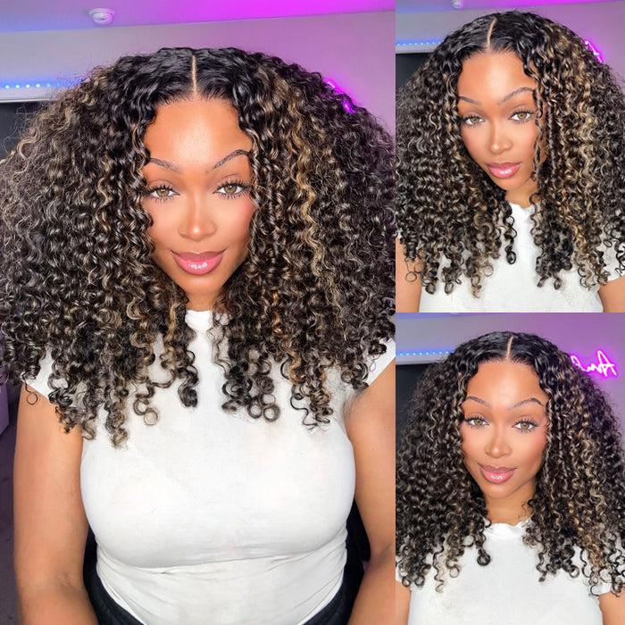 1B/27 Highlights Bomb Curly Lace Front Wigs 13X4/13x6 Invisible HD Lace Frontal Curly Human Hair Wigs For Women