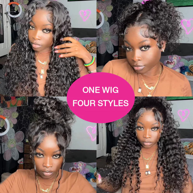 22=$169 Upgrade Glueless 360 Lace Frontal Wigs With Hidden Strap Ready & Go Water Wave Affordable Human Hair Wigs 220% Density
