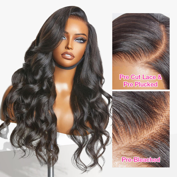Cynosure Glueless Parting Max 8X5 C Part Body Wave Human Hair Wigs Pre Bleached Pre Plucked Ready To Wear Wig