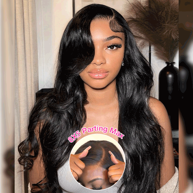 Cynosure Glueless Parting Max 8X5 C Part Body Wave Human Hair Wigs Pre Bleached Pre Plucked Ready To Wear Wig