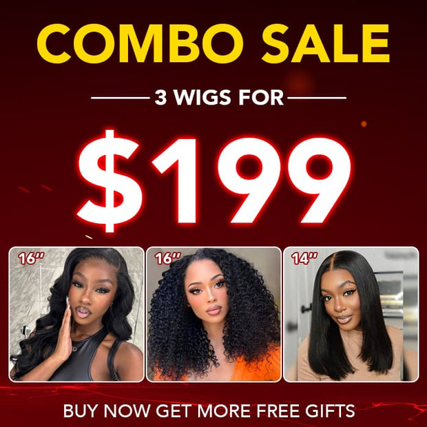3 Wigs=$199|16'' Body Wave 5X5 HD Lace Wig+16 Inch 5X5 HD Lace Curly Wig+14'' 8X5 HD Lace Straight Wig