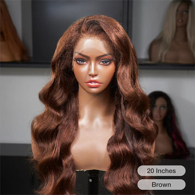 Kinky Edges Hairline丨#4 Chocolate Brown Colored Kinky Straight Human Hair Lace Wig Effortless Kinky Culry Edges 13X4 Undetectable HD Lace Front Wig