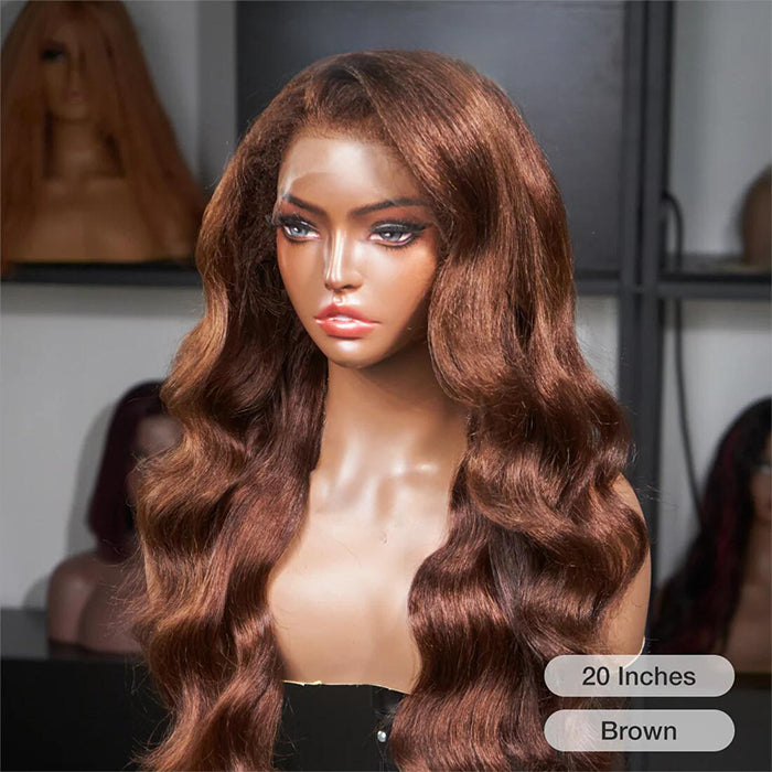 Kinky Edges Hairline丨#4 Chocolate Brown Colored Kinky Straight Human Hair Lace Wig Effortless Kinky Culry Edges 13X4 Undetectable HD Lace Front Wig