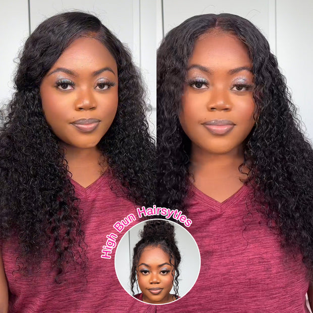 New Glueless 360 Around Lace Frontal Wigs With Adjustable Elastic String Ready & Go Curly Affordable Human Hair Wigs