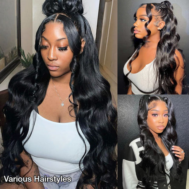 280% Luxury Density 13X6 Full HD Lace Body Wave Lace Frontal Wig Pre Bleached Pre Plucked Super Thick Human Hair Wig
