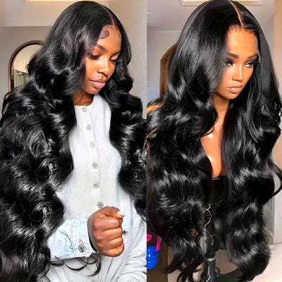 280% Luxury Density 13X6 Full HD Lace Body Wave Lace Frontal Wig Pre Bleached Pre Plucked Super Thick Human Hair Wig