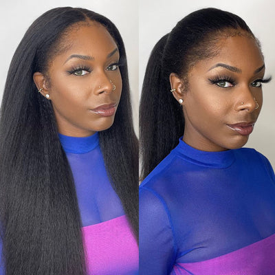 360 Lace Frontal Wigs Kinky Straight HD Lace Front Hidden Strap Human Hair Wigs Pre Plucked Pre Bleached Natural Around Kinky Edges
