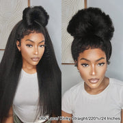 New Hidden Strap 360 Lace Frontal Wigs Kinky Straight HD Lace Front Human Hair Wigs Pre Plucked Pre Bleached Natural Around Kinky Edges