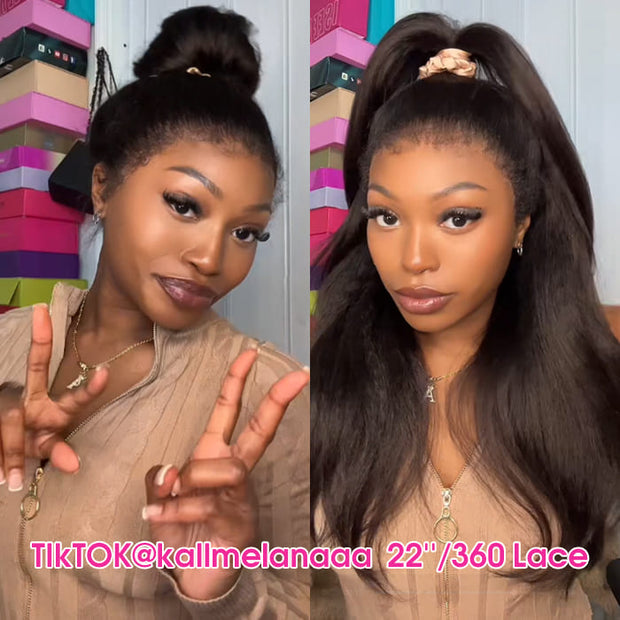 New Hidden Strap 360 Lace Frontal Wigs Kinky Straight HD Lace Front Human Hair Wigs Pre Plucked Pre Bleached Natural Around Kinky Edges