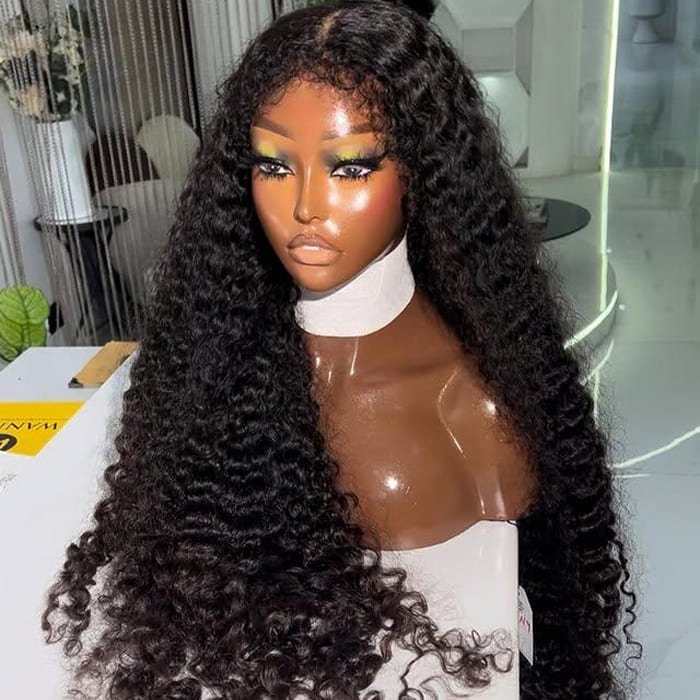4C Edge Hairline Deep Wave 13x4 HD Lace Front Wig with Curly Edges Baby Hair Wigs