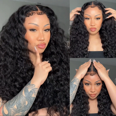 4C Edge Hairline Deep Wave 13x4 HD Lace Front Wig with Curly Edges Baby Hair Wigs