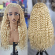 Bold Blonde 4C Edges Curly Lace Wig Pre Plucked Pre Cut HD Lace 613 Glueless Human Hair Wig With Realistic And Natural Hairline For Black Women