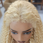 Bold Blonde 4C Edges Curly Lace Wig Pre Plucked Pre Cut HD Lace 613 Glueless Human Hair Wig With Realistic And Natural Hairline For Black Women