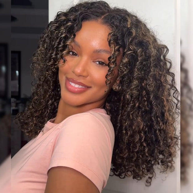 1B/27 Highlights Bomb Curly Lace Front Wigs 13X4/13x6 Invisible HD Lace Frontal Curly Human Hair Wigs For Women