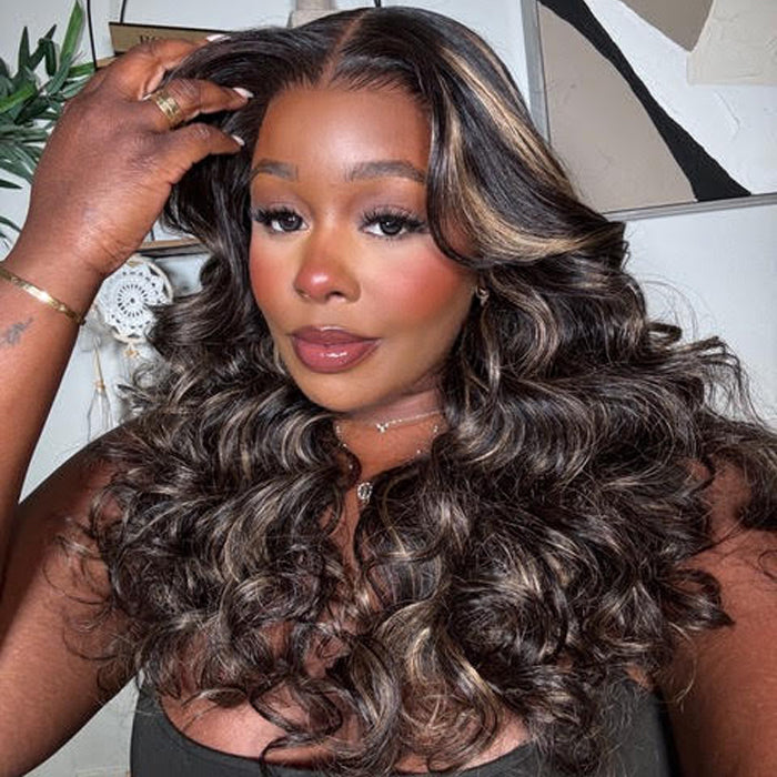 Pre All Everything | Highlights 3D Body Wave Tiny Knots Pre Bleached Wear Go Upgraded 13X6 HD Lace Glueless Wig Special Sale