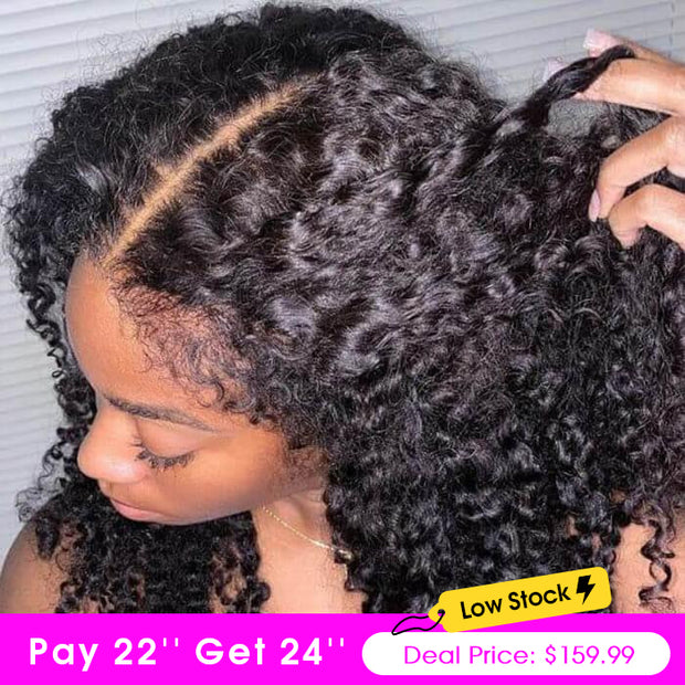 Curly Edges Glueless 8x5 Lace Front Curly Human Hair Wigs 180% Density