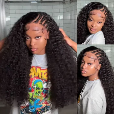 280% Bouncy Curly HD Lace Frontal Wig Upgraded 8X5 13X6 Parting Max Glueless Human Hair Wigs