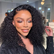 Pre All Everything Pre Bleached  Pre Cut With Magic Tape HD Lace Curly Glueless Human Hair Wigs