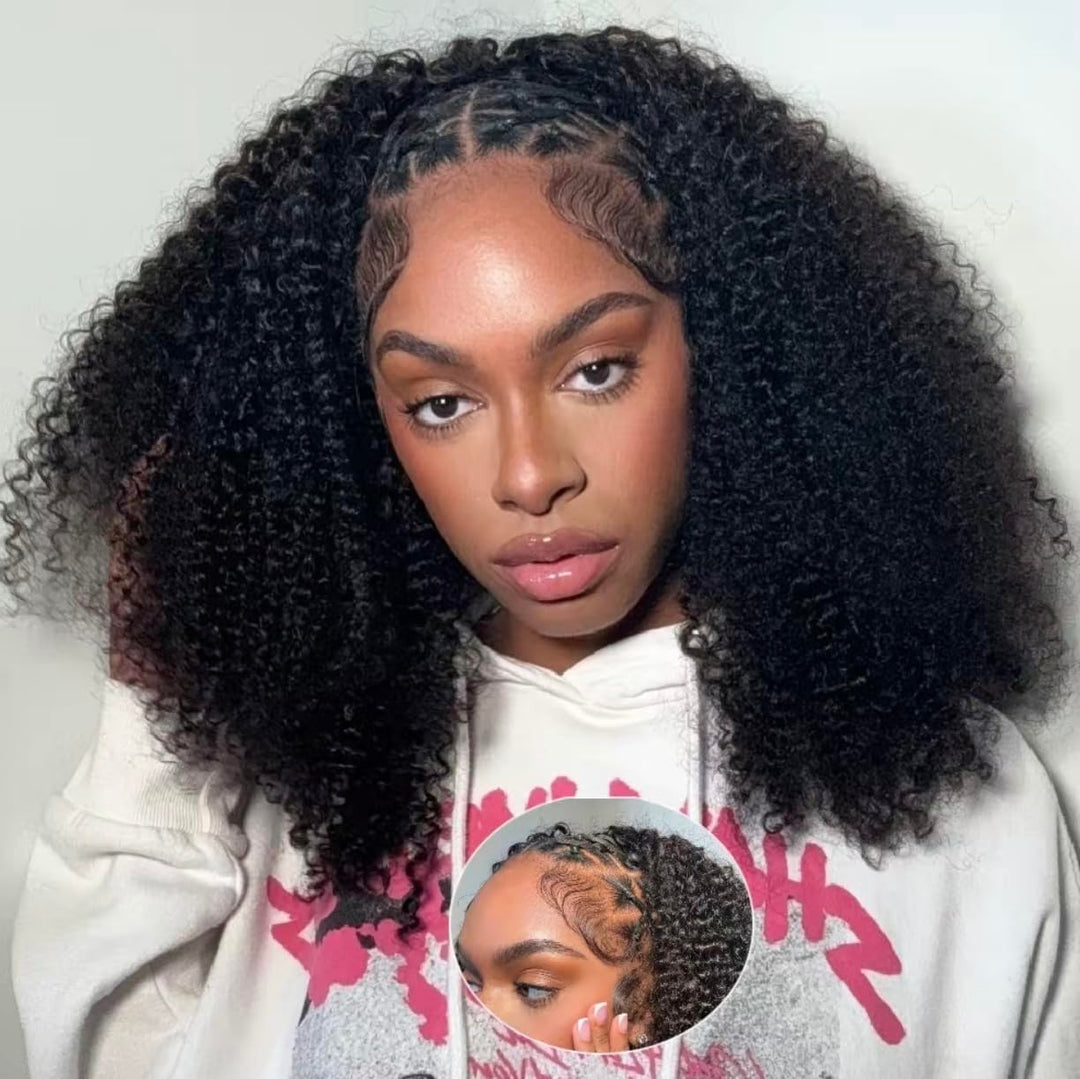 18 Inch Human Hair Half Wig Kinky Curly Glueless Wear and Go 180% Density Amazon.com : ISEE V Part Human Hair Kinky Curly Minimal/No  main image 3