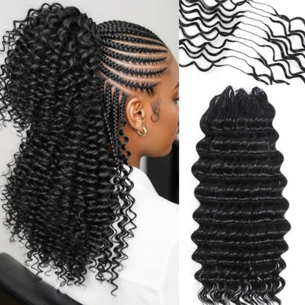 Feather Crochet Hair Pre Looped Deep Wave Light weight Crochet Human Hair Extensions For Black Women