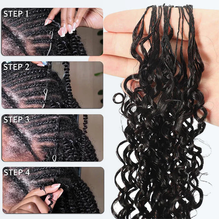 Feather Crochet Hair Pre Looped Deep Wave Light weight Crochet Human Hair Extensions For Black Women