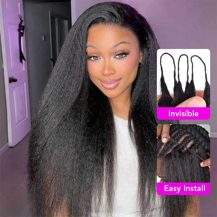 Feather Crochet Hair Pre Looped Kinky Straight Light weight Crochet Human Hair Extensions For Black Women