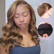 280% Blonde Highlight Loose Body Wave Glueless Side Part Wig Bleached Knots Pre Cut 8X5 HD Lace Closure Human Hair Wigs