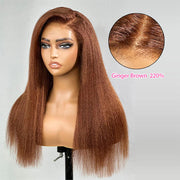 Kinky Edge Hairline丨Kinky Straight Hair 13x4 HD Lace Front Wig with Curly Edges Baby Hair Wigs