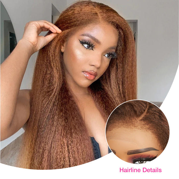 Kinky Edge Hairline丨Kinky Straight Hair 13x4 HD Lace Front Wig with Curly Edges Baby Hair Wigs