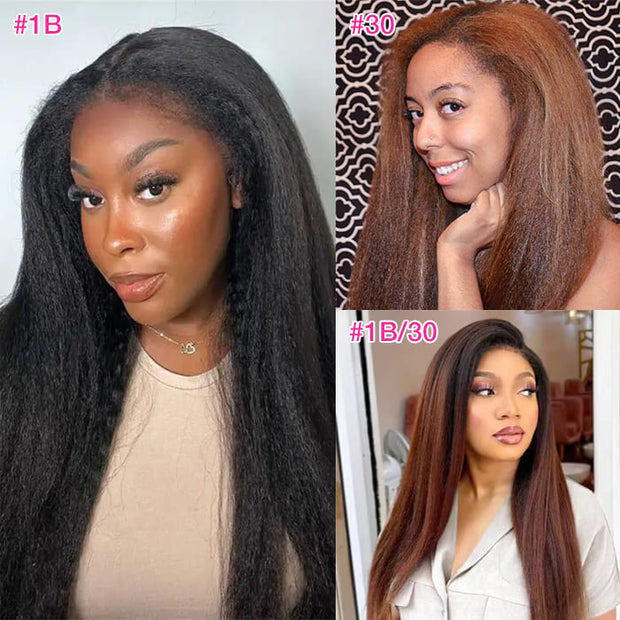 Kinky Edge Hairline丨Kinky Straight Hair 13x4 HD Lace Front Wig with Curly Edges Baby Hair Wigs
